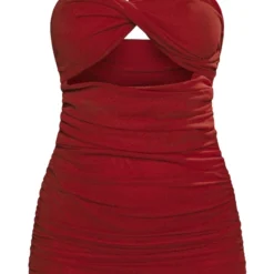 Robe Moulante Découpée En Mesh Rouge à Col Bardot Et Devant Torsadé -Jolie Vêtue Soldes Magasin 8487f775e8006e0d68ffe5f8511db2404a168419 cnc7727 5