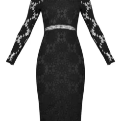 Robe Moulante En Dentelle à Manches Longues Noire -Jolie Vêtue Soldes Magasin 84917082eff0caa80dc2f91e0e2e86a718ade6b1 clq8361 5