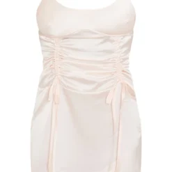 Robe Moulante Satinée Crème à Fronces Et Armatures Détail Bretelles -Jolie Vêtue Soldes Magasin 84c511756819c4d01bdcc442763a8e5a71313edf cnd5863 5