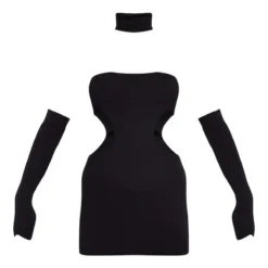 Robe Bustier Noire En Maille à Découpes Avec Col Et Manches -Jolie Vêtue Soldes Magasin 84d8b77199cb7be680aa44af463c1b32b7308fa1 cnb3741 5