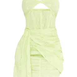 Robe Portefeuille Moulante En Broderie Vert Citron à Corset -Jolie Vêtue Soldes Magasin 853e7903db5c6c46f6cfa631ad8a5f010b5b5664 cnd5469 5