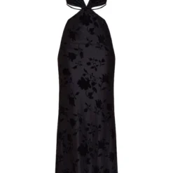 Tall Robe Longue En Velours Noir à Fleurs En Relief -Jolie Vêtue Soldes Magasin 85660330931cb87515700f43ced16f11ba936e41 cne2100 5