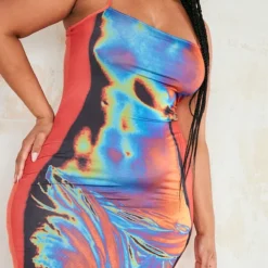 Plus Robe Moulante Multicolore Imprimé Chaleur Corporelle à Bretelles -Jolie Vêtue Soldes Magasin 857012e520191b13a142edcab676a5fa3898e70e cne0661 4