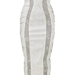 Robe-corset Longue Blanche à Parties En Dentelle Et Armatures -Jolie Vêtue Soldes Magasin 857b416a9a599e933f7c6ed339debf447919b9a4 cne2970 5