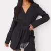 Tall Robe Blazer Noire Nouée à La Taille -Jolie Vêtue Soldes Magasin 858435a899e9d7e0bb078a64e6e64c1a440805e6 cnb6663 1