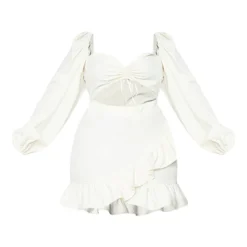 Plus Robe Crème à Manches Bouffantes Et Découpes -Jolie Vêtue Soldes Magasin 85be078154828805a5493ccfef3556efe0dbce85 cmt2598 6