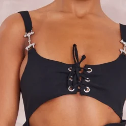 Robe Moulante Noire En Maille Stretch Tissée à Lacets Et Liserés -Jolie Vêtue Soldes Magasin 85cb597e65fd53bba50ec1e5018cbdda9ff221c8 cne2699 4