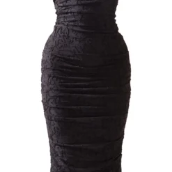 Robe Bustier Longue Texturée Fleurie Noire Froncée Sur Le Côté -Jolie Vêtue Soldes Magasin 85ff81ad753acf1d2ae9b33a660d718990dc6ab2 cnd7618 5
