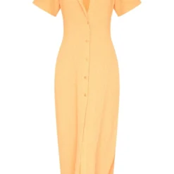 Robe Chemise Longue Orange Crêpée Texturée à Boutons -Jolie Vêtue Soldes Magasin 86a393edde2b20fad0004b0d88bf31cf071c0b37 cnd8851 5