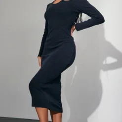 Zero Robe Longue Côtelée Bleu Marine Foncé à Découpes Et Manches Longues -Jolie Vêtue Soldes Magasin 86d544fc033f923fe8a5de89ac5490cc4cd498f8 cnc2925 3