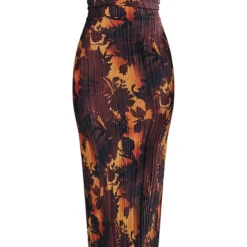 Robe Longue Plissée Marron Imprimé Dégradé à Bretelles -Jolie Vêtue Soldes Magasin 86fd7fbf43860f63e1817c2c0d81558381b96fb6 cnc9999 5