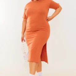 Logic Plus Robe T-shirt Mi-longue Oversize Rouille