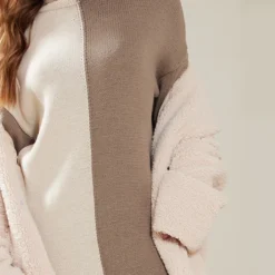 Robe Pull En Maille Café Au Lait Colourblock à Col Roulé -Jolie Vêtue Soldes Magasin 87ba99588a4e65d9159e883b3aac27206e4047e4 cnc0910 4