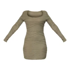 Petite Robe Moulante Texturée Kaki à Manches Longues Et Col Rond -Jolie Vêtue Soldes Magasin 87c509fbf2a8d4065e96cc311701d056f7cd57e1 cnd4345 5