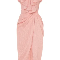 Robe Mi-longue Drapée Rose Imprimé Pois à Dos Lacé -Jolie Vêtue Soldes Magasin 87e6a06fe9c3dba24a8c3e85326abb1a5a4a2984 cms1808 6