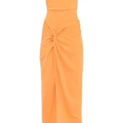 Tall Robe Longue Asymétrique Orange à Parties Torsadées -Jolie Vêtue Soldes Magasin 87e93d63fc06140cecd149c961ba2283773c08aa cne7632 5