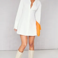 Robe Chemise Tissée Blanche à Dos Lacé -Jolie Vêtue Soldes Magasin 87f8ba0bdb75412c8be964386a7e3c8dc5ea91b3 cnb3581 3