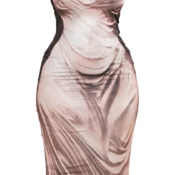 Plus Robe Moulante Mi-longue Gris Pierre à Imprimé Statue Drapée -Jolie Vêtue Soldes Magasin 8841ac554fc498874e2cab699123188751524aac cnd9043 5