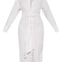 Robe Chemise Mi-longue Blanche Rayée à Taille Nouée Et Jupe Froncée -Jolie Vêtue Soldes Magasin 8876f904ce71f45c48d8e5e4af8b7b4745bbc2af cmw9551 6