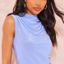 Tall Mini Robe Bleu-gris Froncée à Col -Jolie Vêtue Soldes Magasin 8898706449e3672e06bc5f2229d4d3d82191d95c cnf1328 4