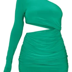 Robe Très Moulante Asymétrique Vert Vif à Taille Découpée Et Fronces -Jolie Vêtue Soldes Magasin 88a25401d54aca962e6e9274b1ea2f7b48533adf cmv1755 6