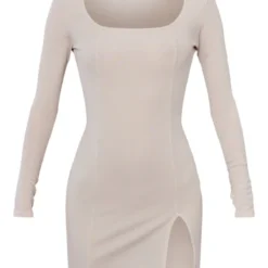 Tall Robe Moulante Fendue Gris Clair Côtelée à Col Carré Et Manches Longues -Jolie Vêtue Soldes Magasin 88c96523053feadeeff4a3832c43dc106578e346 cnd4342 5