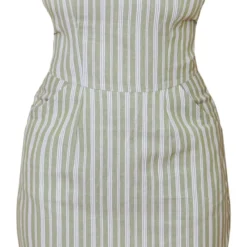 Robe Bustier Moulante Verte Effet Lin à Rayures -Jolie Vêtue Soldes Magasin 88eccec391edf78170e1f58f4b6fabe988693753 cnd9214 5