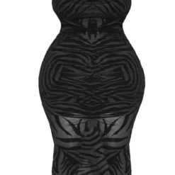 Plus Robe Mi-longue Froncée Dévorée Noire à Col Bénitier -Jolie Vêtue Soldes Magasin 8924bff40e5877645a58be16c314fcb4693d7770 cmy4214 6