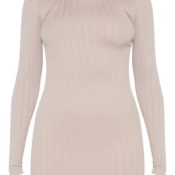 Robe Moulante Côtelée Gris Pierre à Manches Longues Et Contours Structurés -Jolie Vêtue Soldes Magasin 892caae5dc9230a29b0db4d6c826faddd0f79add cnb3602 5