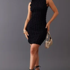 Petite Robe Courte Noire Sans Manches En Jersey à Bulles -Jolie Vêtue Soldes Magasin 896ad326bff4b6a76105d935ddba2a017cd38ade cnd0256 3