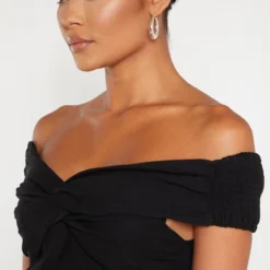 Robe Moulante Noire à Col Bardot Et Effet Plissé -Jolie Vêtue Soldes Magasin 8984fe5e1d46c9b68ba6f181b465f8b22ead7e0b cmd4021 5