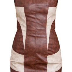 Robe Moulante En Similicuir Marron à Parties Contrastantes -Jolie Vêtue Soldes Magasin 89ba42e307e79dbb531c4c8d564cac6ce88d1b67 cnc8302 5