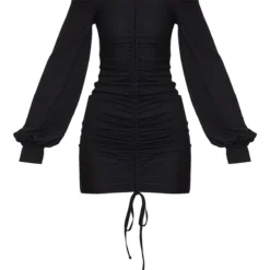 Robe Moulante Noire Côtelée à Col Bardot & Manches Bouffantes -Jolie Vêtue Soldes Magasin 8a55c3cd2a8fa482b00eb01dc0fce20611ac9c31 cmm1742 5