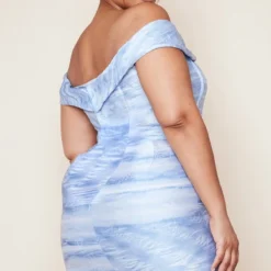 Plus Robe Moulante Bleu Clair à Col Bardot -Jolie Vêtue Soldes Magasin 8a625d3e2dc8305400672ba7e9cd7d44f3246124 cne0677 2