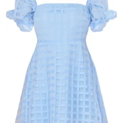 Robe Droite Oversize Bleu Ciel Imprimé Vichy à Manches Bouffantes -Jolie Vêtue Soldes Magasin 8a792ccd65a64bcd657dc14bb811b503fa46ba76 cne2996 5