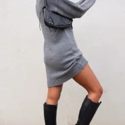 Robe Pull Grise Basique En Maille Tricot à Col Roulé -Jolie Vêtue Soldes Magasin 8aee485b3de7020f3ee84e1ad7e6a0316af08988 cmz8167 2