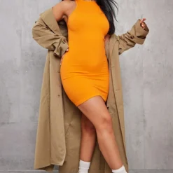 Robe Moulante Côtelée Orange à Dos Nageur Et Contours -Jolie Vêtue Soldes Magasin 8af037ab8d555b6312c9cd35679ab961b2b1a8fd cnd4015 3