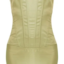 Robe Moulante Satinée Sauge à Détail Corset -Jolie Vêtue Soldes Magasin 8b1e62da6be111ed29df87a608759ef1ece780de cnd2173 5