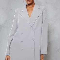 Robe Blazer Oversize Grise à Double Boutonnière Et épaulettes -Jolie Vêtue Soldes Magasin 8b2bb8667d134c94f1f398d10adca567ea0a8693 cnb0983 3