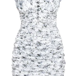 Robe Moulante Blanche Satinée Froncée à Imprimé Floral Et Col Bardot -Jolie Vêtue Soldes Magasin 8b77cb6a2df4363e19eaa2b757ee32d2e6502d4b cma3539 4