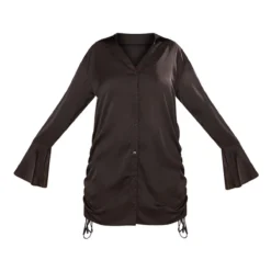 Robe Chemise Satinée Noire à Manches évasées à Double Fronce 11 Robe Chemise Satinée Noire à Manches évasées à Double Fronce -Jolie Vêtue Soldes Magasin 8c1a6fe291c749013a30e3ba3a64c7ced74e990c cmy4575 6