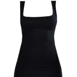 Robe Moulante Sans Manches En Maille Côtelée Noire Détail Taille -Jolie Vêtue Soldes Magasin 8c3791402b8a108354ef144423a89b303728d716 cnd1304 5