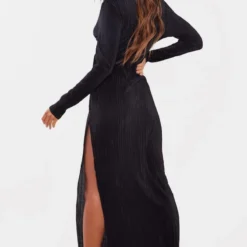Robe Cache-coeur Longue Noire Plissée -Jolie Vêtue Soldes Magasin 8c84e6517a688573156120b7ca97029ffb5e00dd cnb3366 2