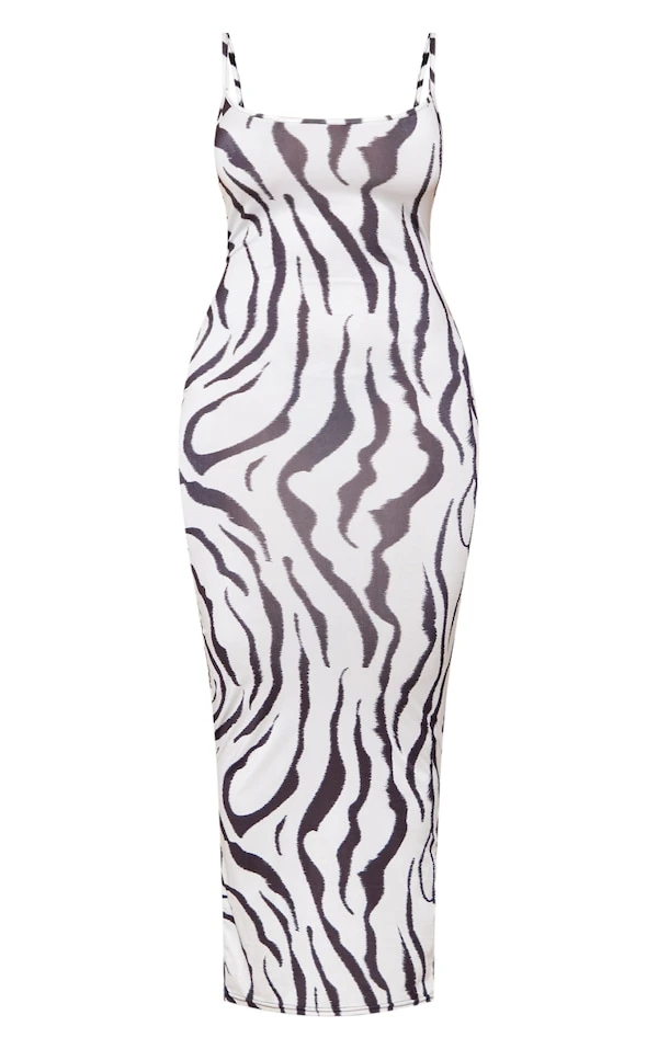 Shape Robe Moulante Longue Noire Imprimé Journaux à Bretelles Spaghetti 7 Shape Robe Moulante Longue Noire Imprimé Journaux à Bretelles Spaghetti – Image 5