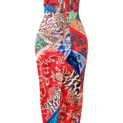 Robe Mi-longue Asymétrique Multicolore Imprimé Cachemire à Bretelles Et Liens à Nouer -Jolie Vêtue Soldes Magasin 8d30f2c24c2a73979b6ee795c017213109d9291f cne6510 5