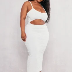 Plus Robe Mi-longue Texturée Blanche à Découpe -Jolie Vêtue Soldes Magasin 8d3c55c4ccaf7026a3f328b48805b1a37cdd028e cnd4970 3