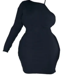 Plus Robe Moulante Asymétrique Noire Découpée -Jolie Vêtue Soldes Magasin 8d55fdd593f1f6399c49a57d86b4479aedf8d5fb cnc5244 5