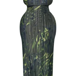 Plus Robe Longue Plissée Imprimé Zèbre Kaki à Col Bénitier -Jolie Vêtue Soldes Magasin 8d92df186cab2da1e25df54baca638a7bf6ed7fa cnb9043 5