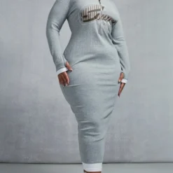 Zero Plus Robe Mi-longue Gris Chiné Imprimée Côtelée à Zip -Jolie Vêtue Soldes Magasin 8dbbe7f29e8046ca4f4a83b75f810d9eb1aef7dd cnc7367 3