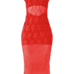 Robe Mi-longue En Dentelle Rouge à Bretelles Et Détail Découpe -Jolie Vêtue Soldes Magasin 8dcfbce503c6b9f41362705bbaac4cc26becc185 cne2687 5